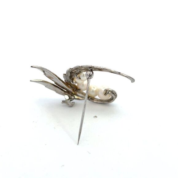 Mikimoto Estate Akoya Pearl Brooch Pin 5-7 mm Silver M410 - Picture 6 of 10